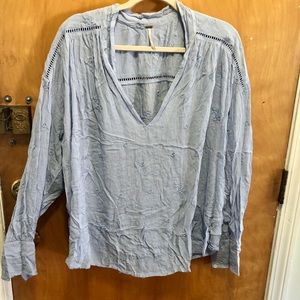 Free people baby blue blouse size XL